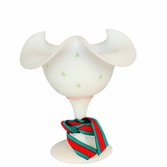 Fenton wave crest vase Christmas milk glass bowl